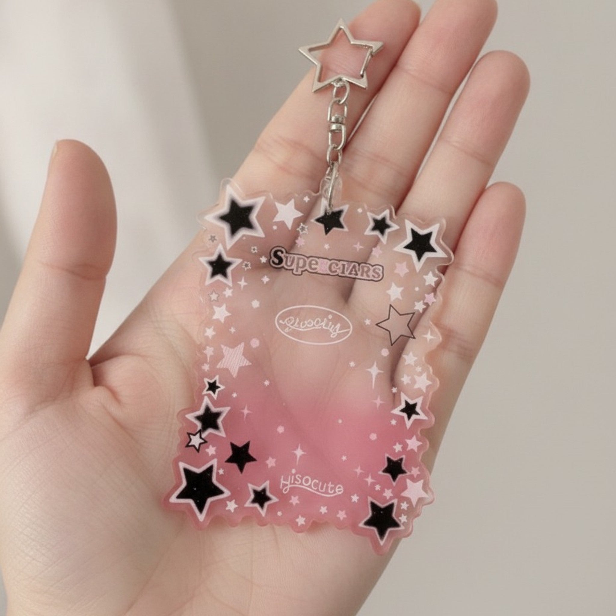 Cute Star Acrylic Card Holder Keychain – stationery (view 5)