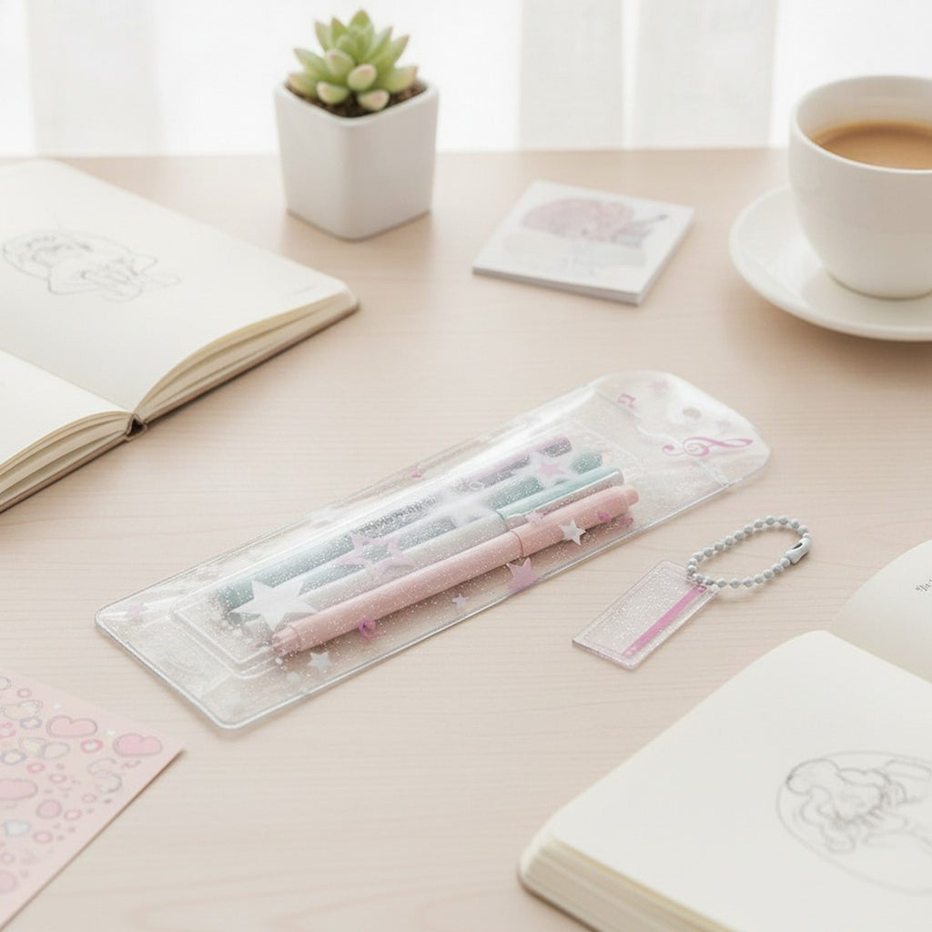 Transparent Star Music Note Pencil Pouch – stationery (view 5)