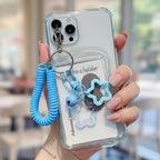Blue Spiral Coil Cup Charm Holder With Bell Accents