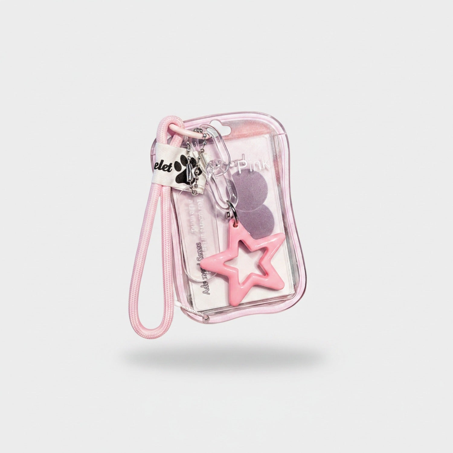 Pink Clear Cup Charm Keychain with Star