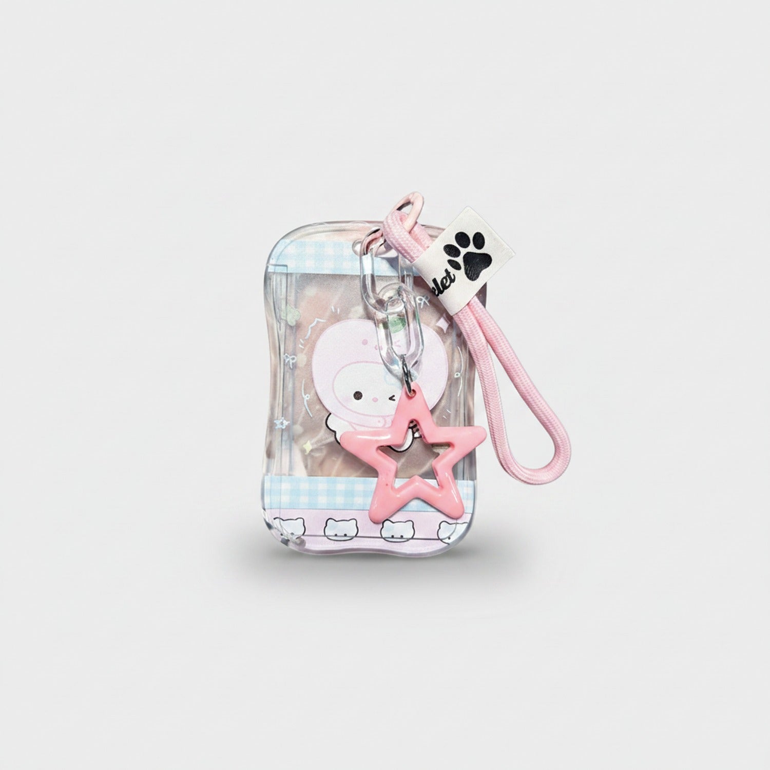 Pink Star Charm Clear Cup Holder Keychain