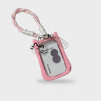 Cute Cat ID Card Holder With Pink Chain Strap