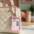 Cute Cat ID Card Holder With Pink Chain Strap