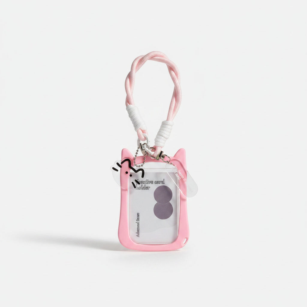 Cute Cat ID Card Holder With Pink Chain Strap – novelty & toys (view 1)