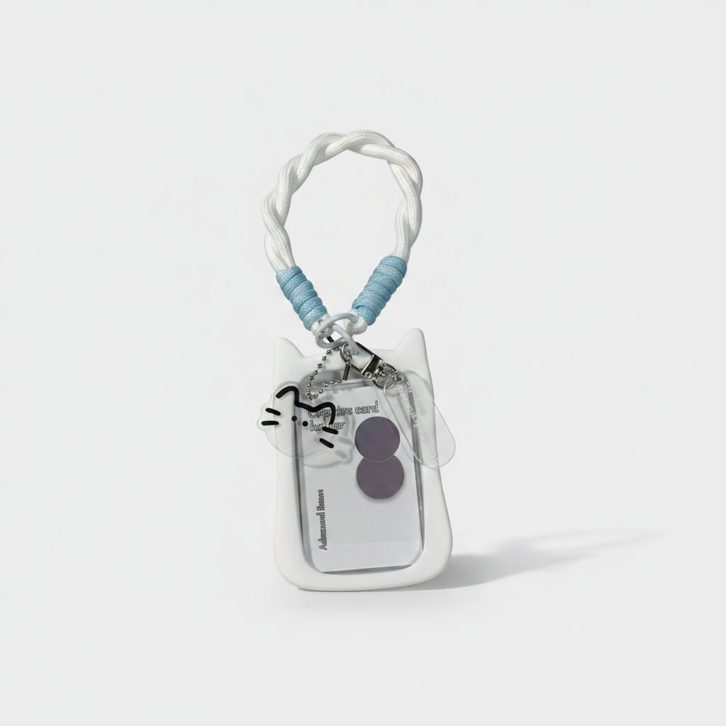 White Cat Cord Cup Charm With Mirror Detail