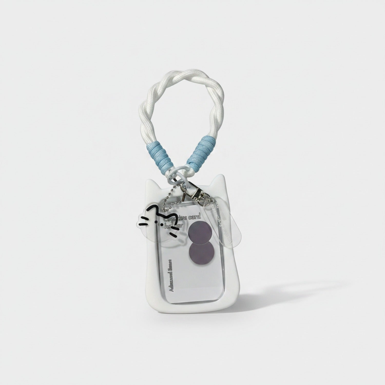 White Cat Cord Cup Charm With Mirror Detail
