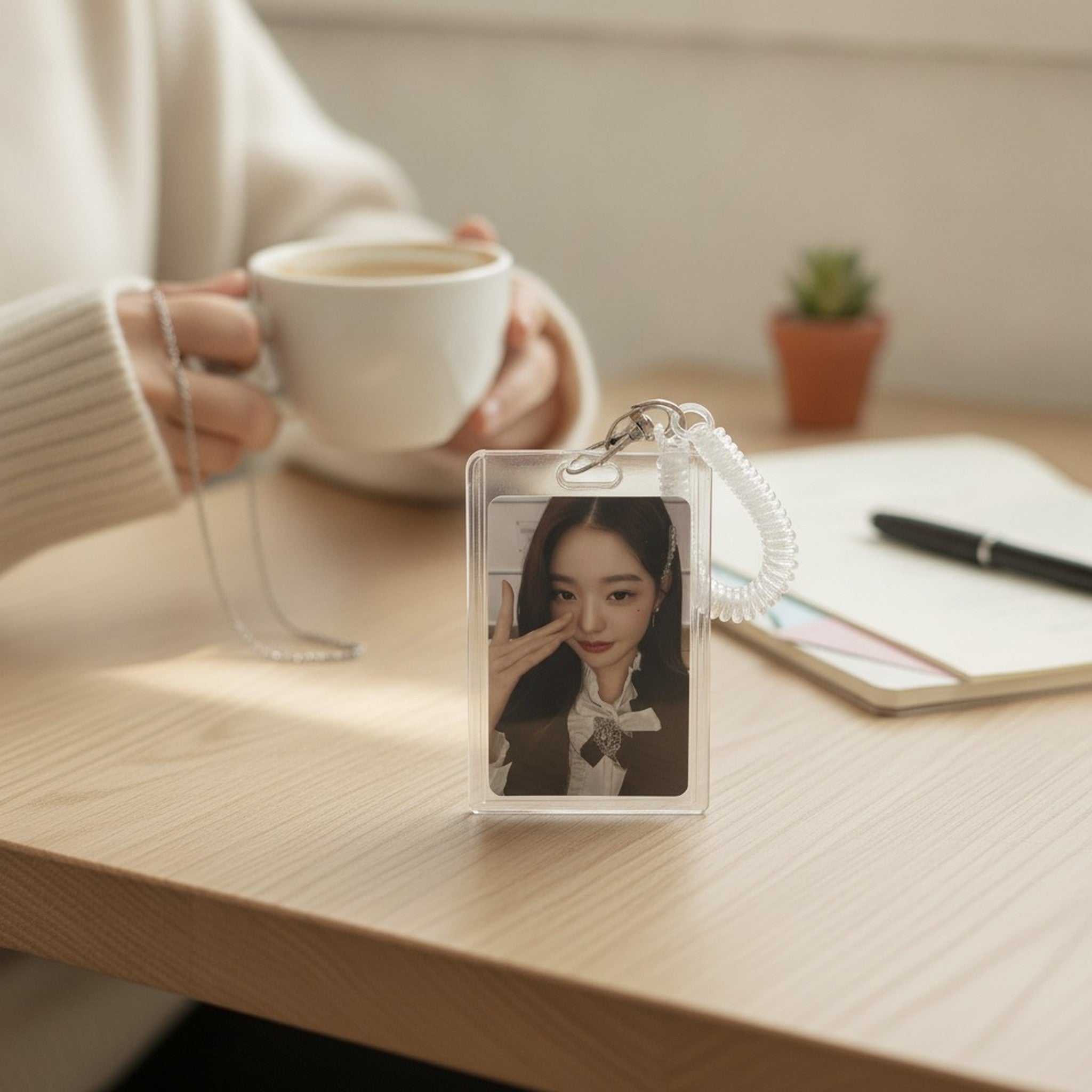 Clear Photocard Holder with Spring Coil Keychain – apparel accessories (view 3)