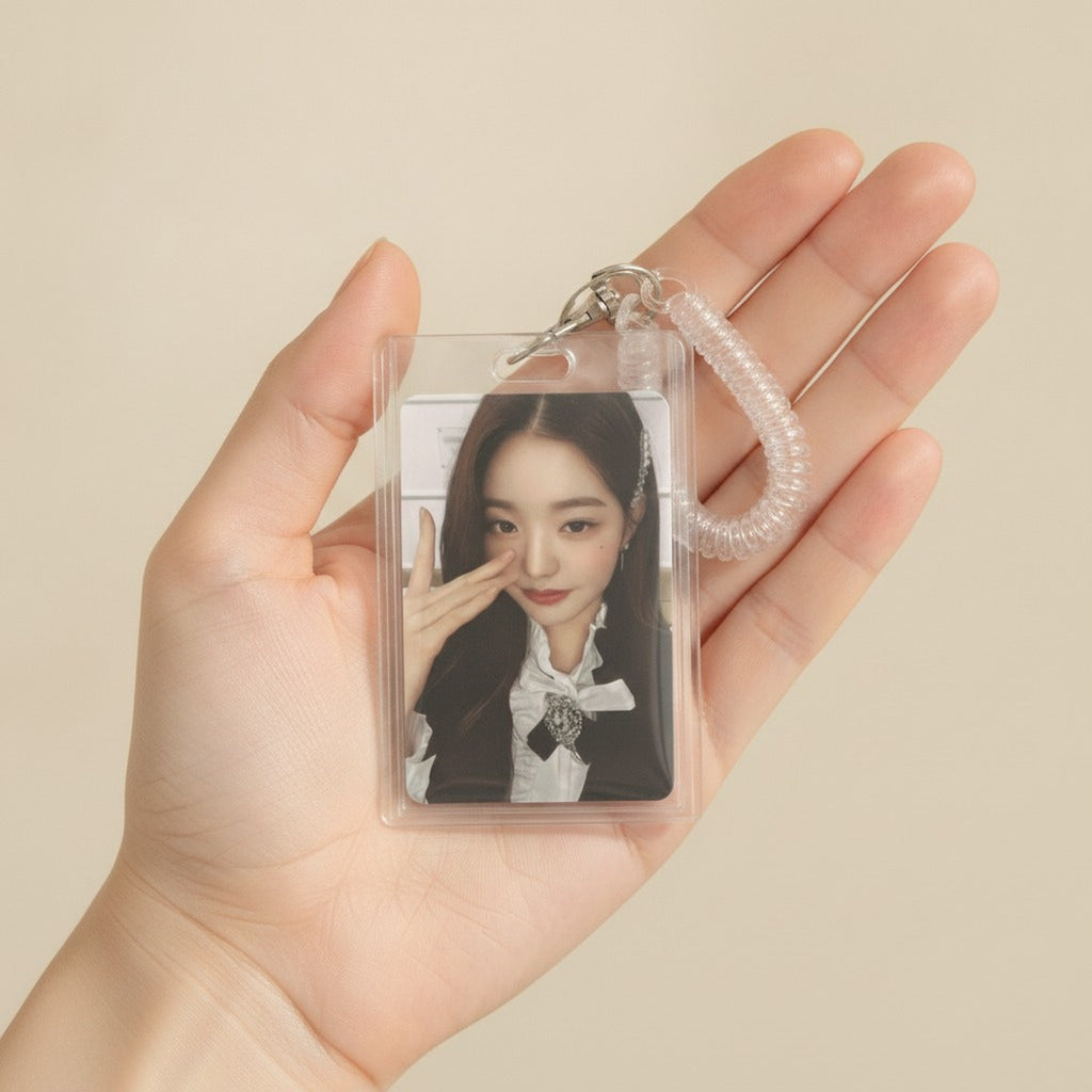 Clear Photocard Holder with Spring Coil Keychain – apparel accessories (view 4)