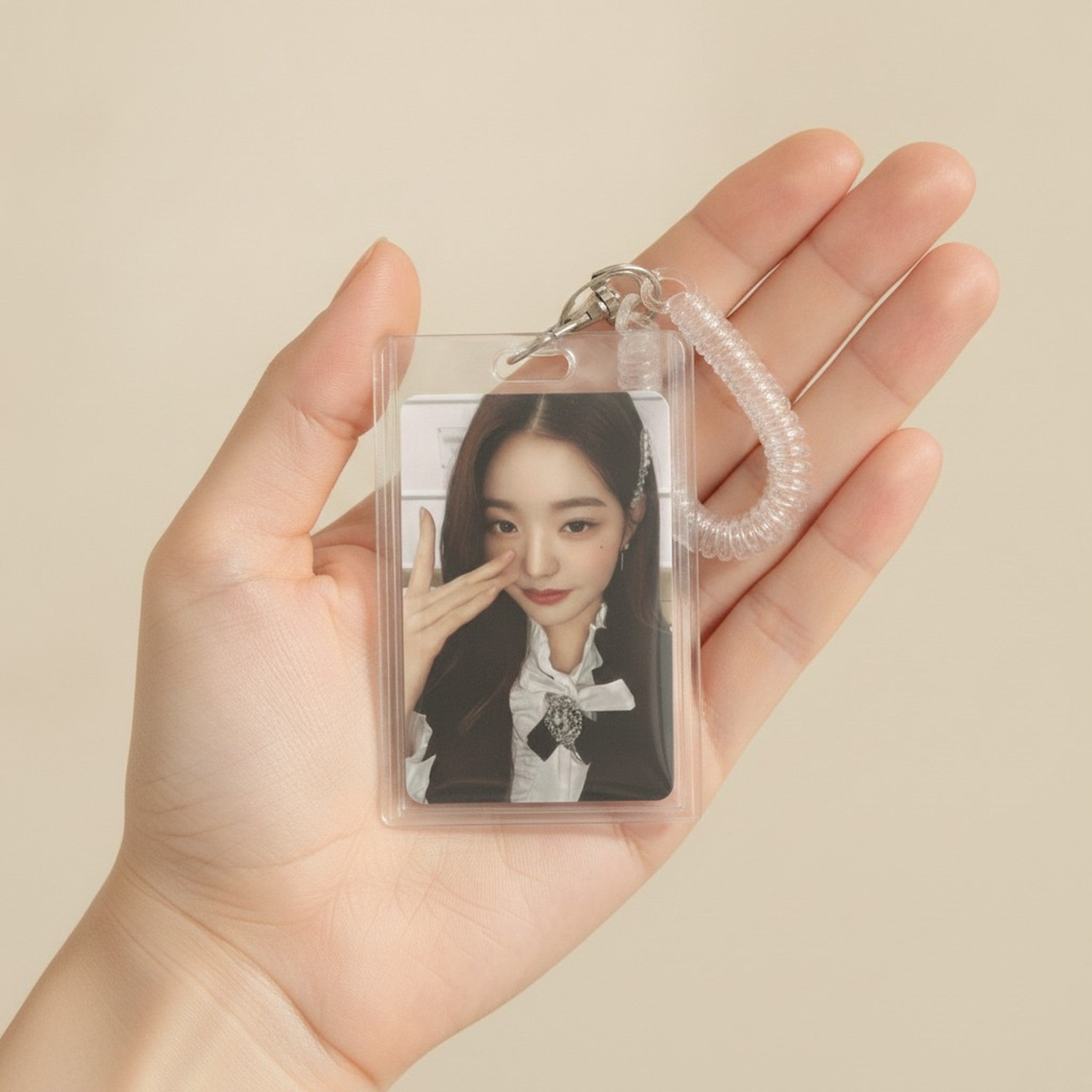 Clear Photocard Holder with Spring Coil Keychain – apparel accessories (view 4)