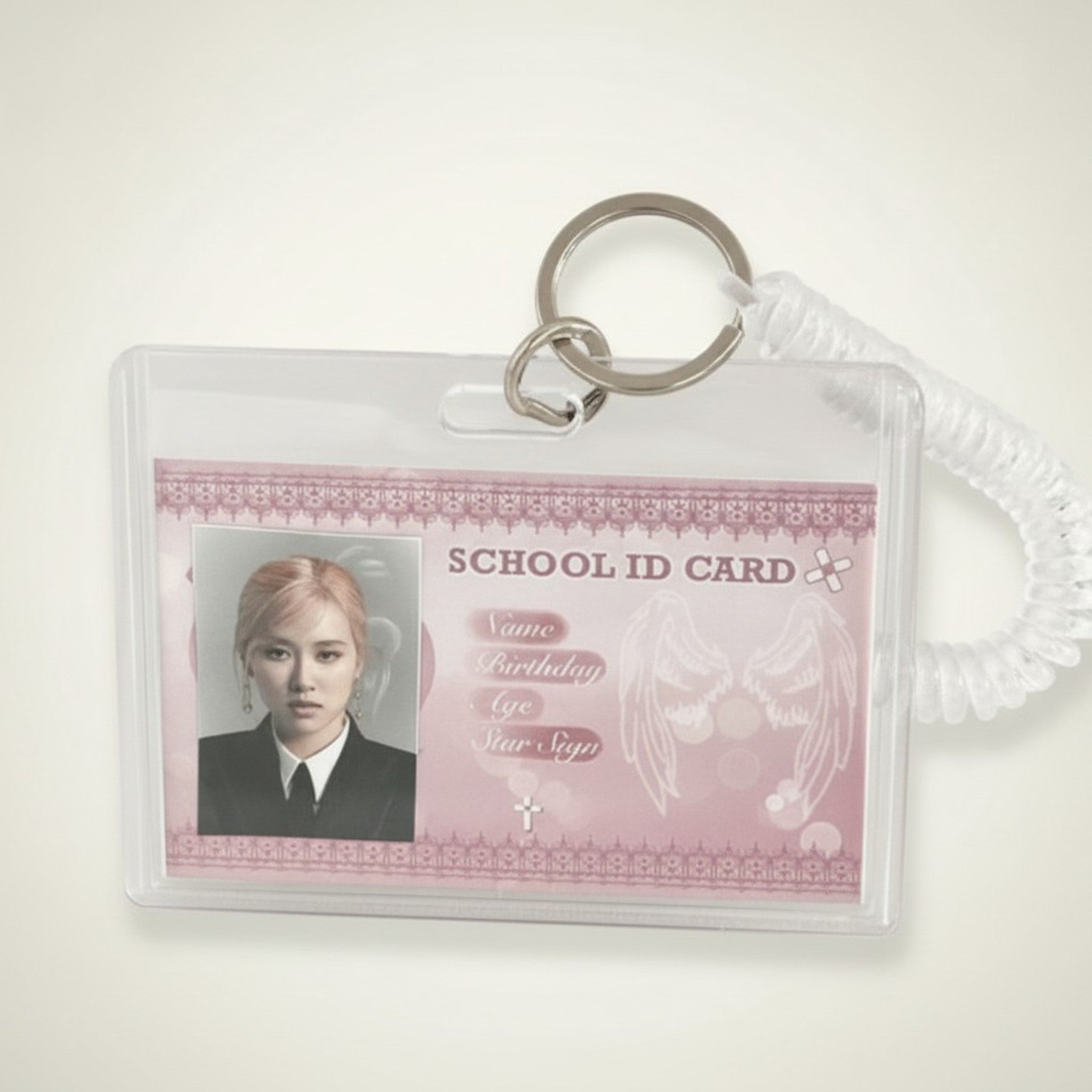 Clear Photocard Holder with Spring Coil Keychain – apparel accessories (view 2)