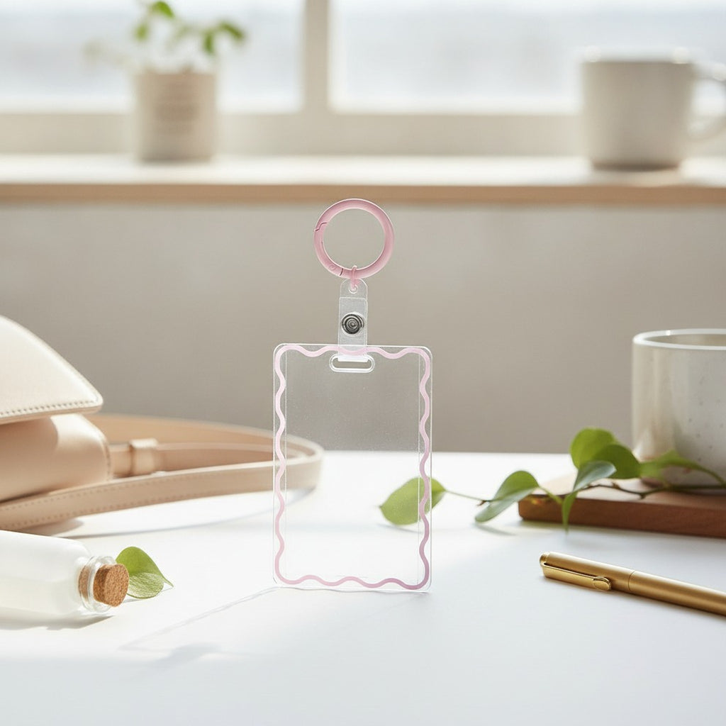 Transparent Wavy Border ID Card Holder Keyring – bags & wallets (view 3)