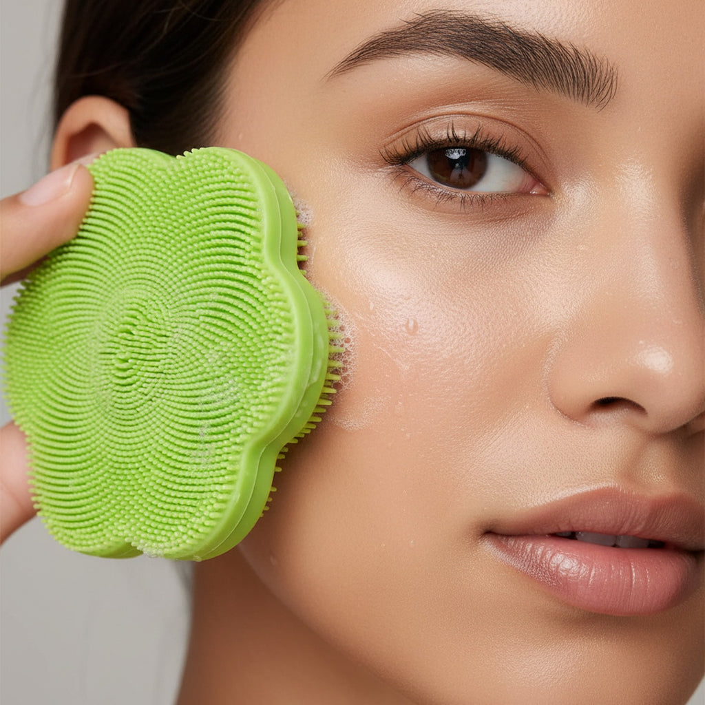 Lime Green Beaded Facial Cleansing Brush