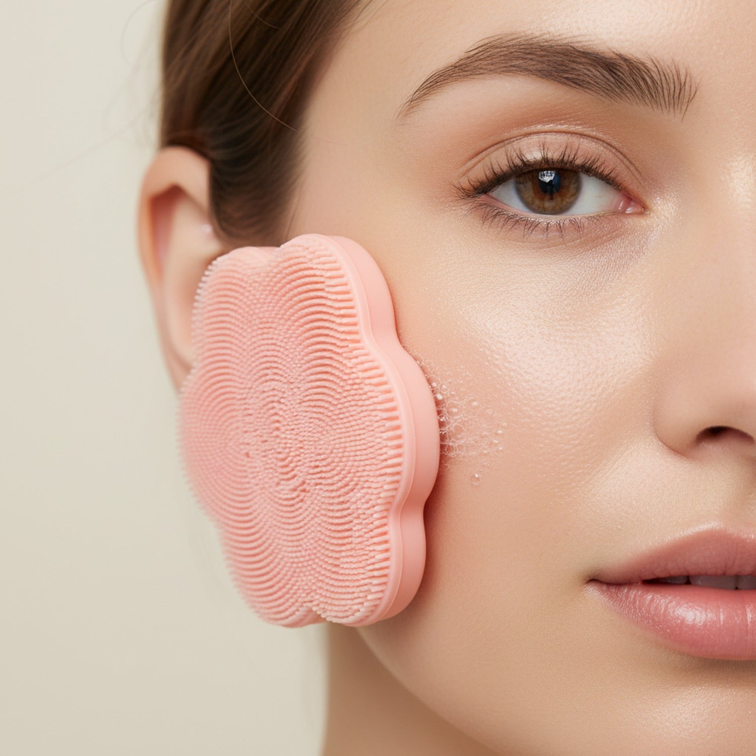 Silicone Facial Cleansing Brush Pink Flower