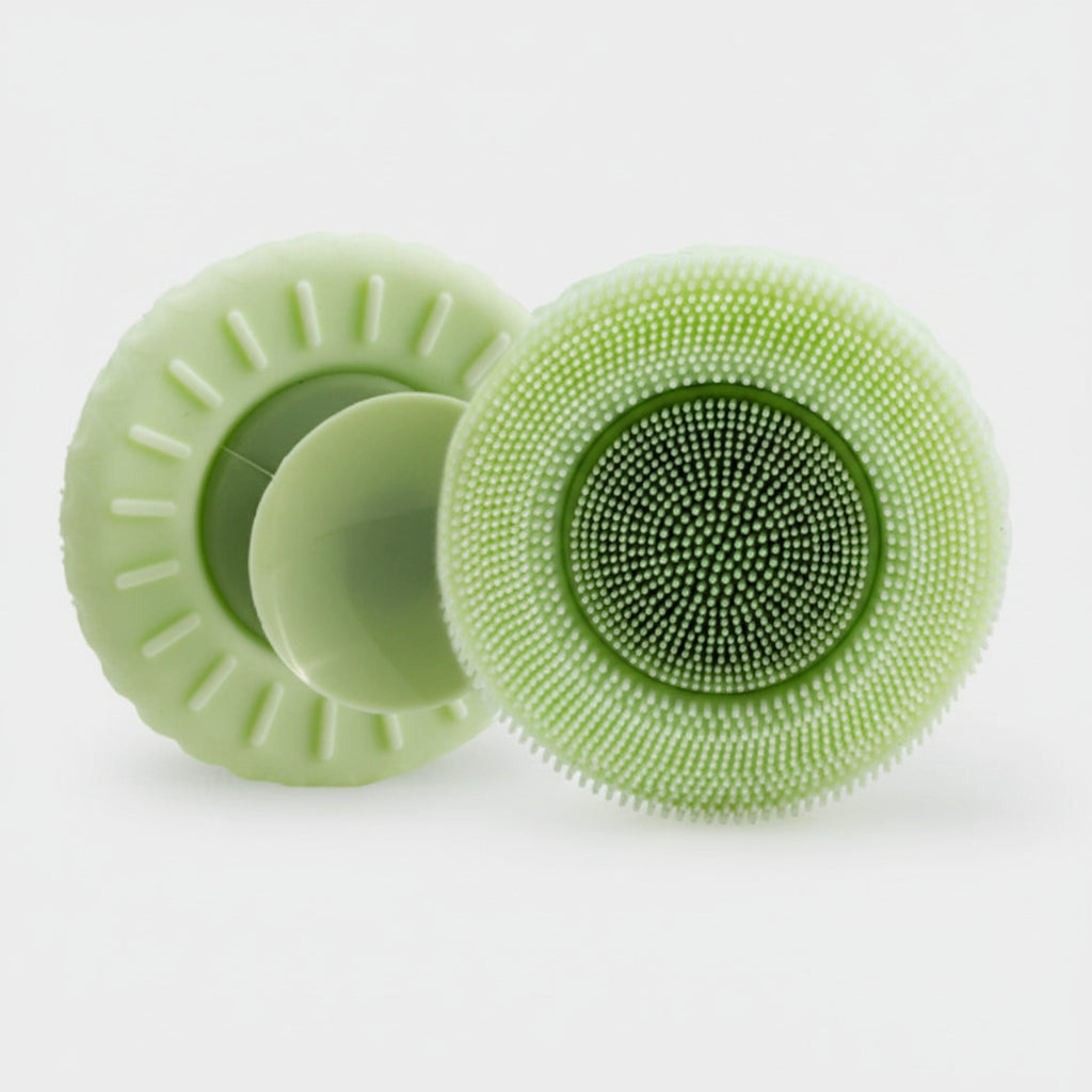 Silicone Facial Cleansing Brush - Green Textured