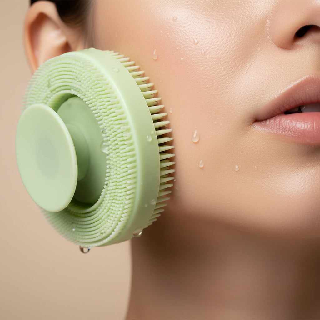 Silicone Facial Cleansing Brush - Green Textured