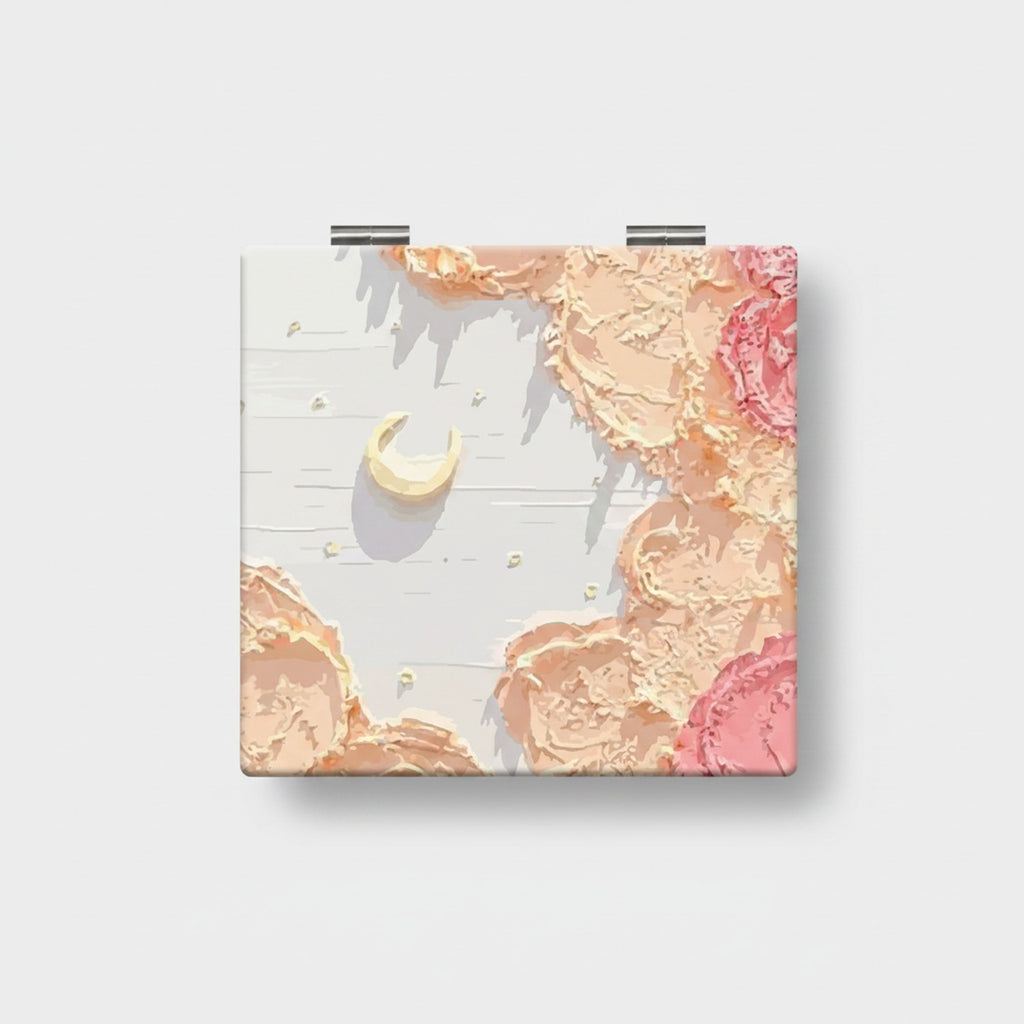 Textured Cream Blush Compact With Mirror