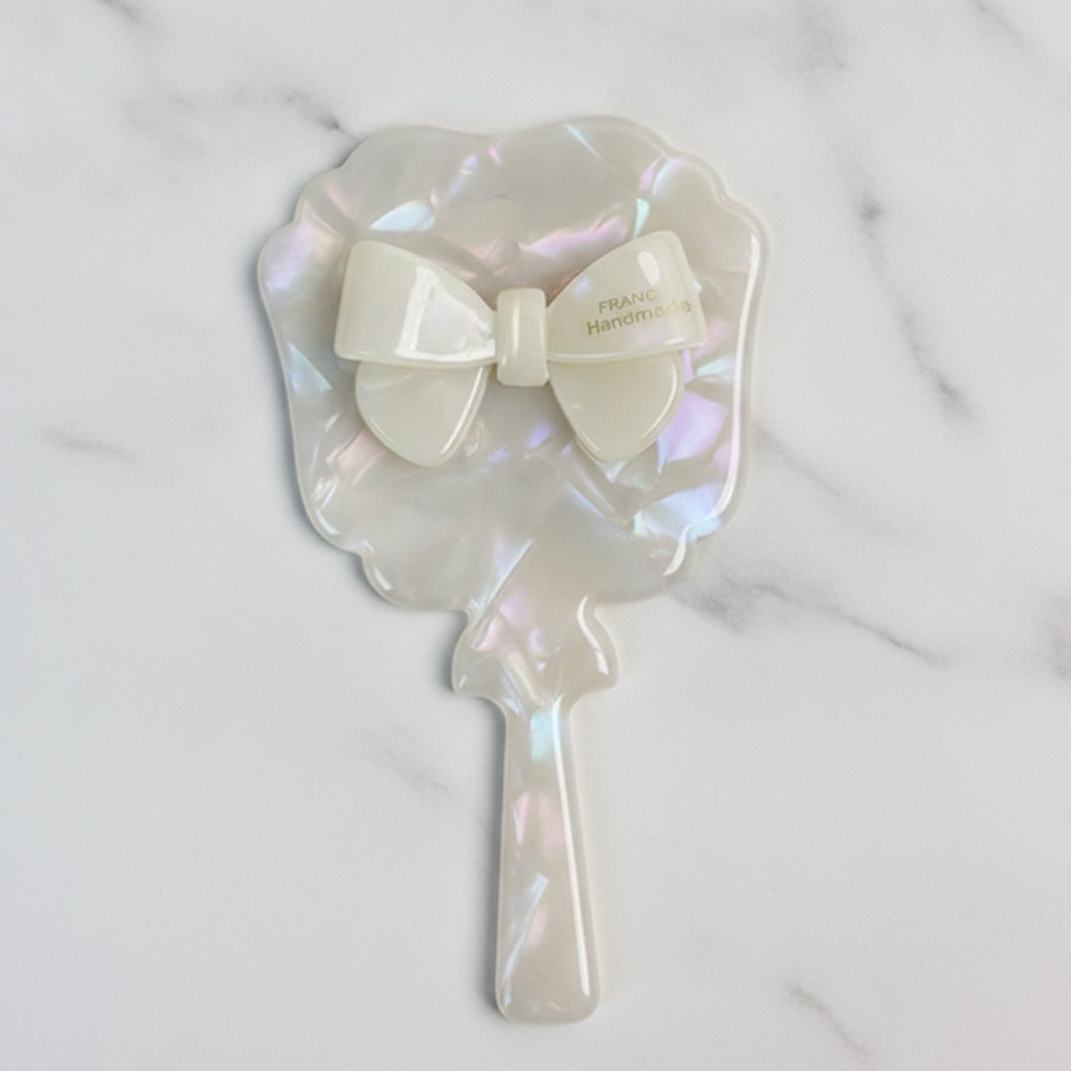 Pearl Bow Hand Mirror With Handle