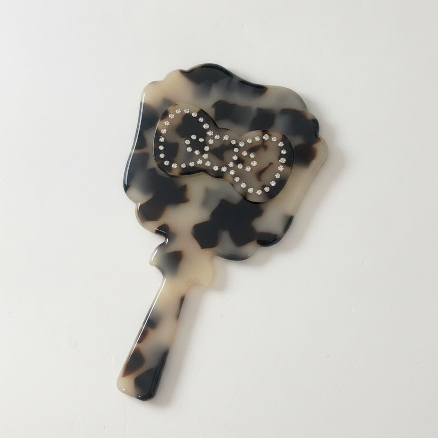 Tortoiseshell Rhinestone Bow Makeup Mirror Compact