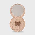 Quilted Peach Compact Mirror With Bow Charm