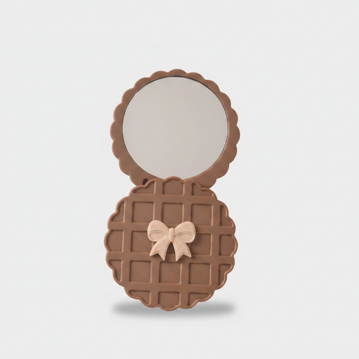 Chocolate Waffle Compact Mirror With Bow