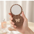 Chocolate Waffle Compact Mirror With Bow – Korean beauty tool (view 3)