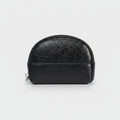 Black Leather Dome Cosmetic Pouch Wallet