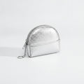 Silver Metallic Crescent Coin Purse With Keychain – bags & wallets (view 1)