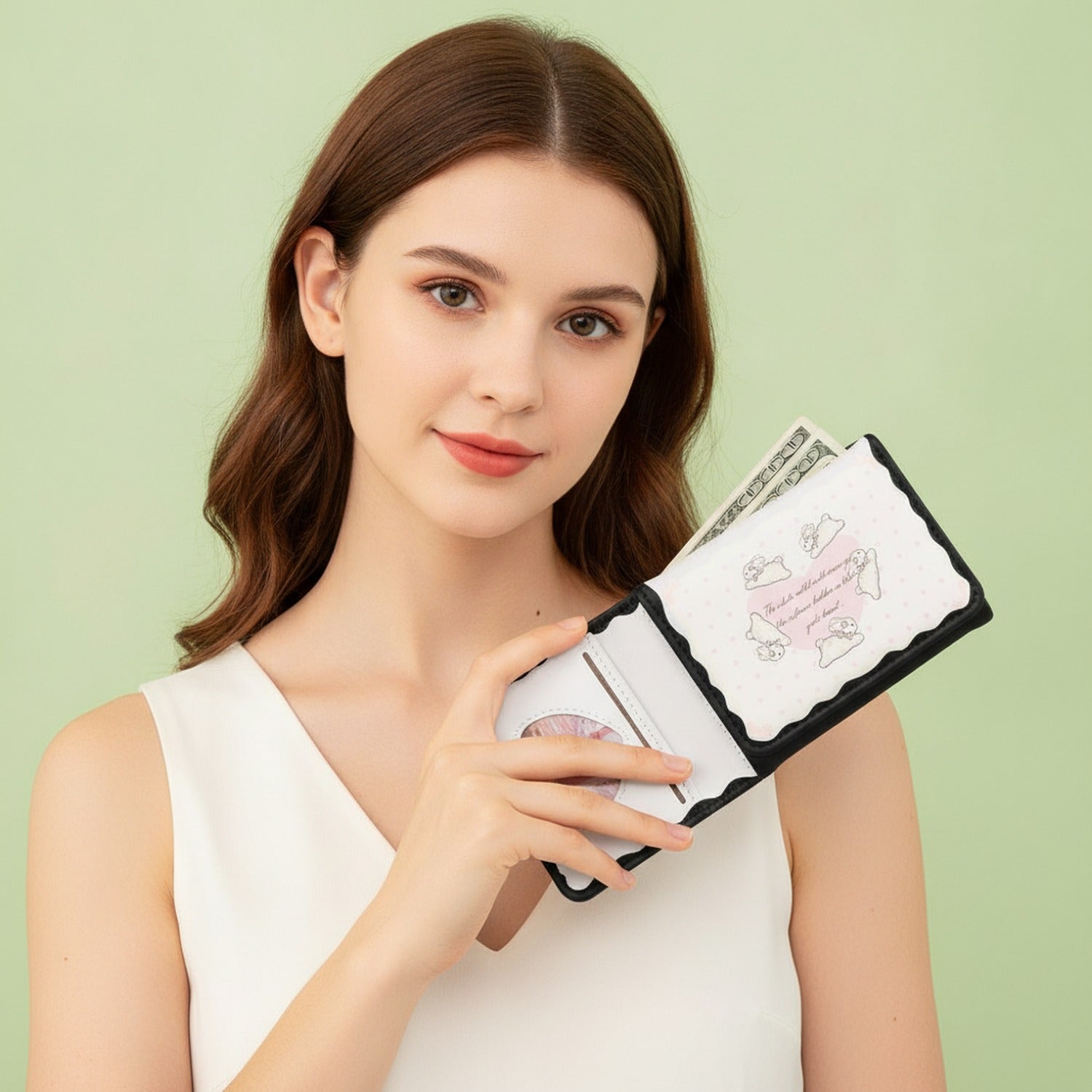 Black & Cream Poodle Embroidered Wallet
