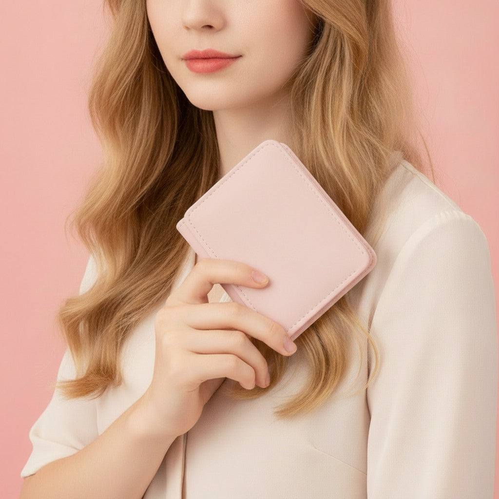 Cute Cloud Character Trifold Wallet Pink