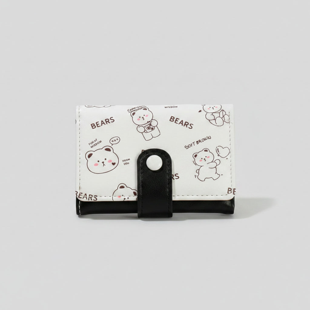 Soft Brown Bears Trifold Wallet With Snap Closure