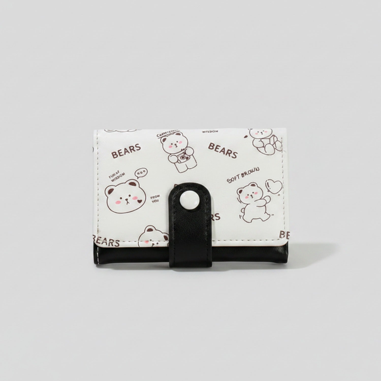 Soft Brown Bears Trifold Wallet With Snap Closure