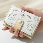 Soft Pastel Bear Trifold Wallet With Snap Closure