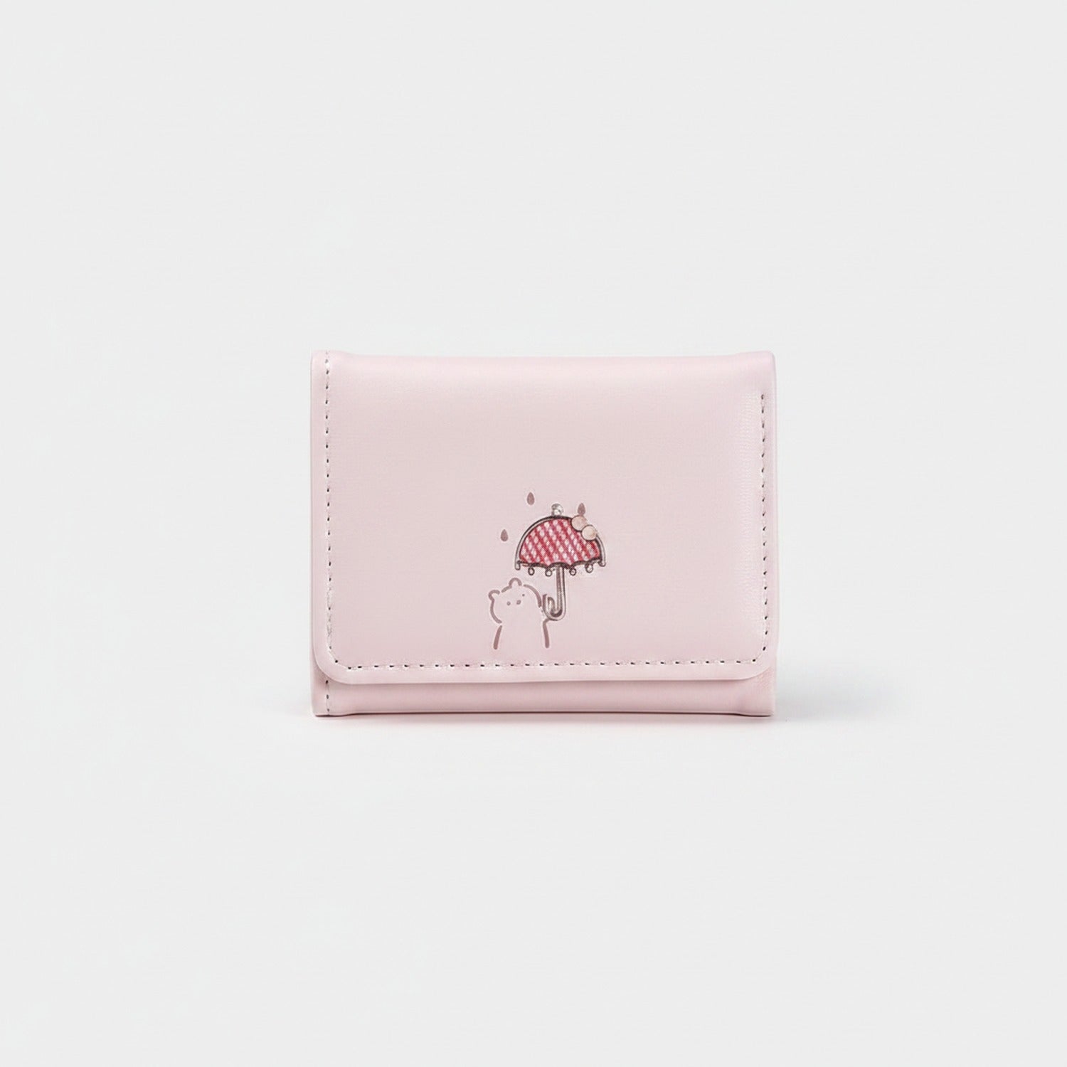Black Leather Wallet With Embroidered Cherry Design