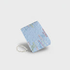 Pearl Beaded Blue Quilted Card Holder Wallet