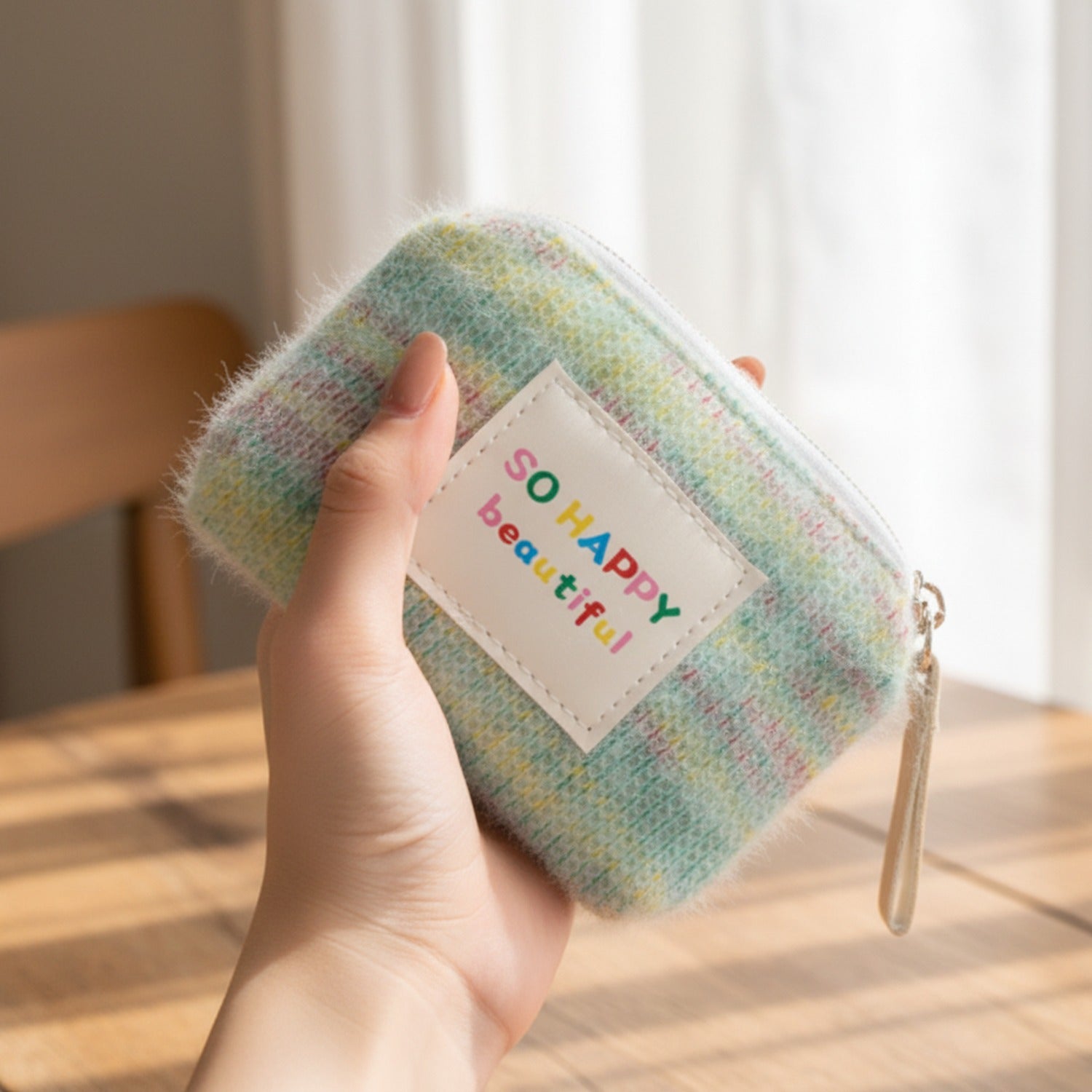 Pastel Rainbow Knit Coin Purse Wallet