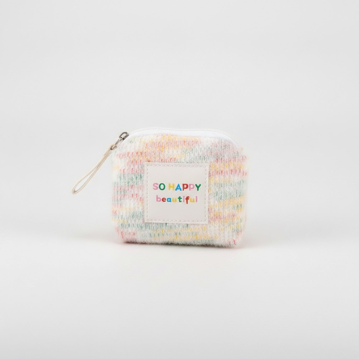 Pastel Rainbow Striped Textured Coin Purse Wallet