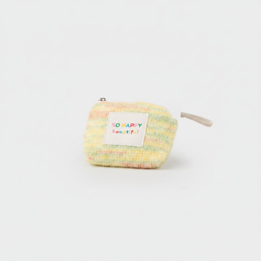 Pastel Rainbow Knit Coin Purse With Charm