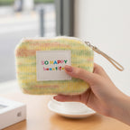 Pastel Rainbow Knit Coin Purse With Charm