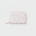 Cute Bow Print Zip Around Wallet Cream