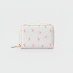 Cute Bow Print Zip Around Wallet Cream