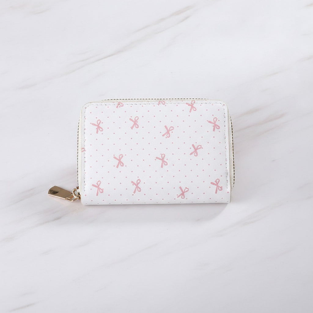 Cute Bow Print Zip Around Wallet Cream – bags & wallets (view 2)