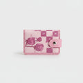 Pink Floral Checkered Card Holder Wallet