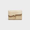Cream Crocodile Embossed Wallet With D-Ring Closure