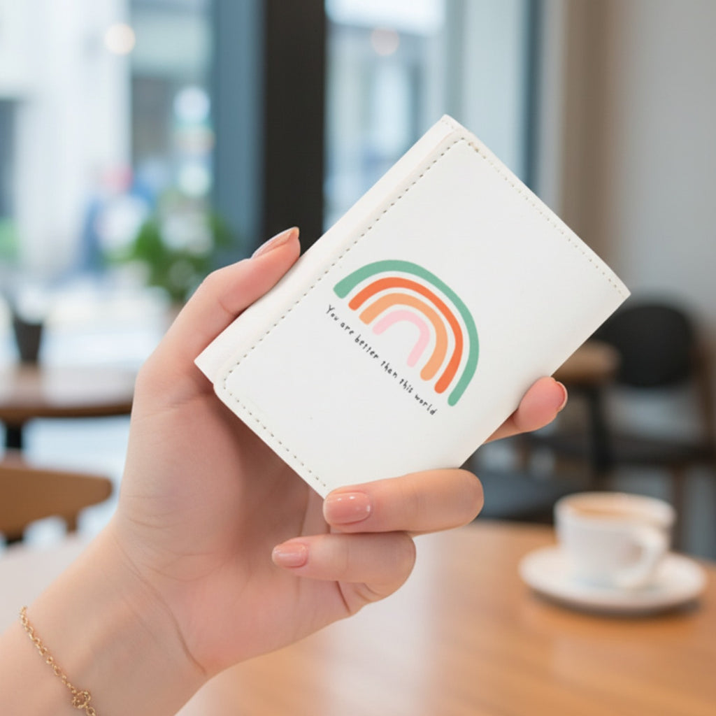 Rainbow Pastel Cardholder Wallet With Inspirational Design