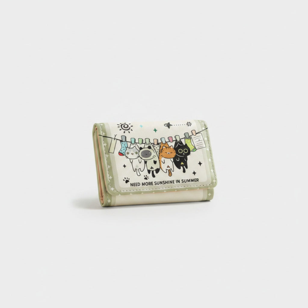 Cute Cat Cartoon Wallet With Chain Strap