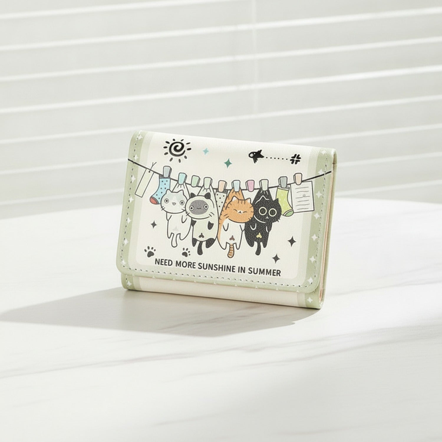 Cute Cat Cartoon Wallet With Chain Strap