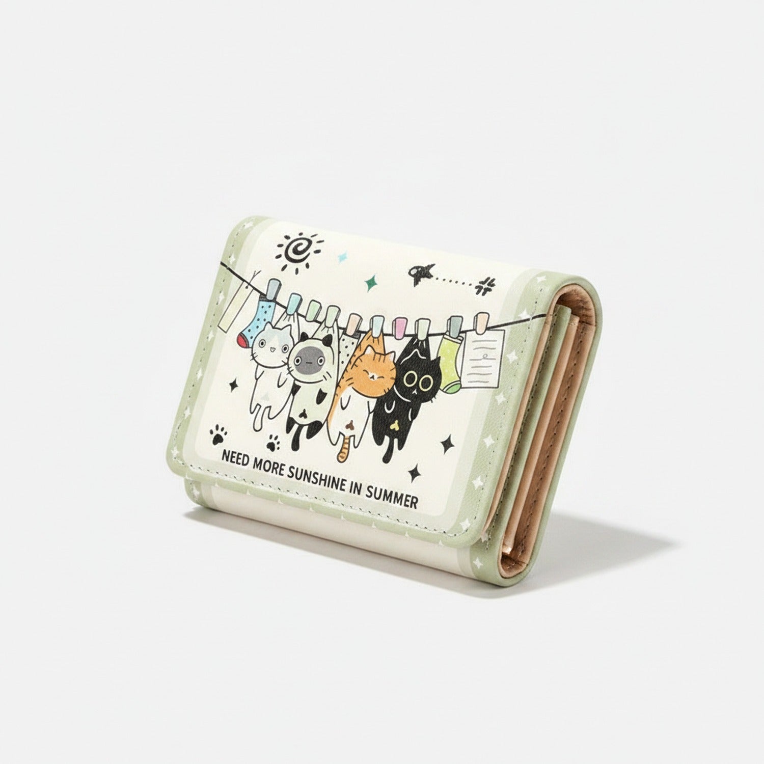 Cute Cat Cartoon Wallet With Chain Strap