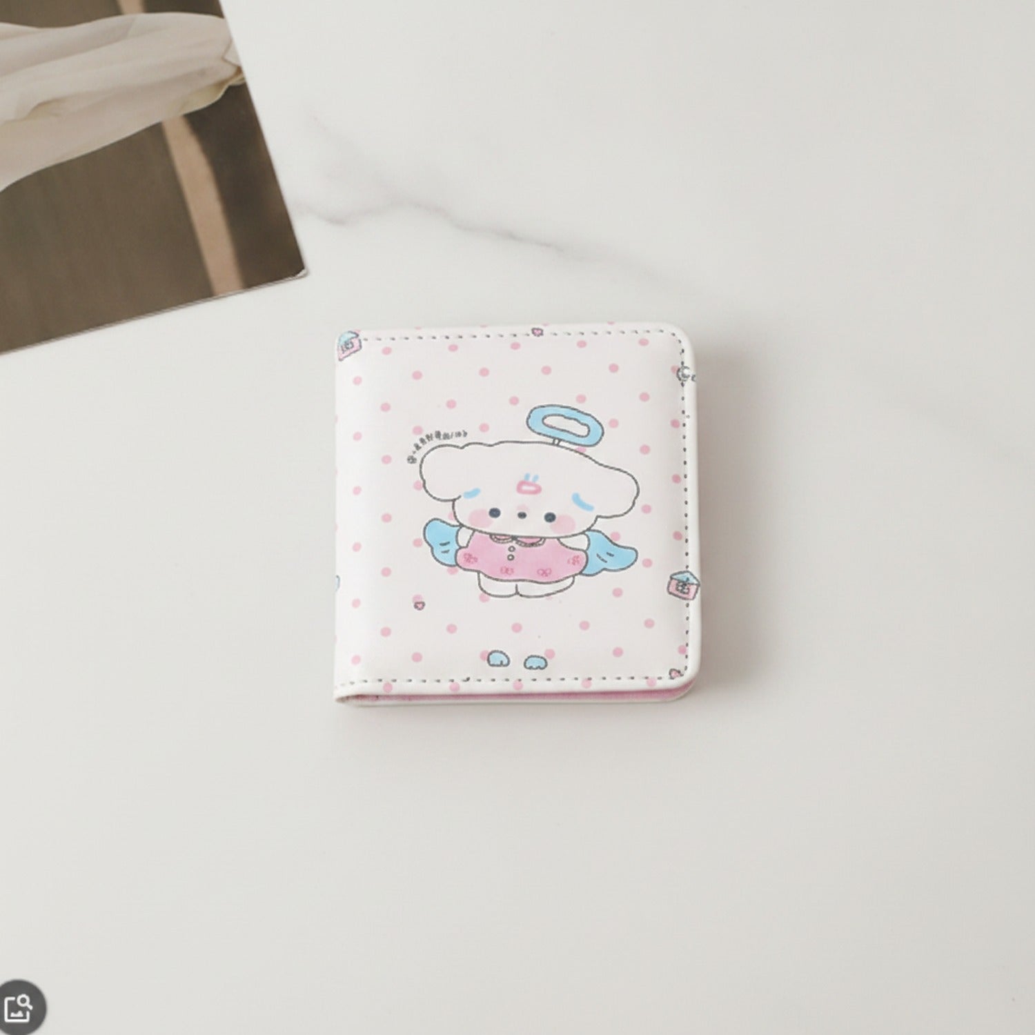 Kawaii Character Pastel Pink Wallet With Mirror