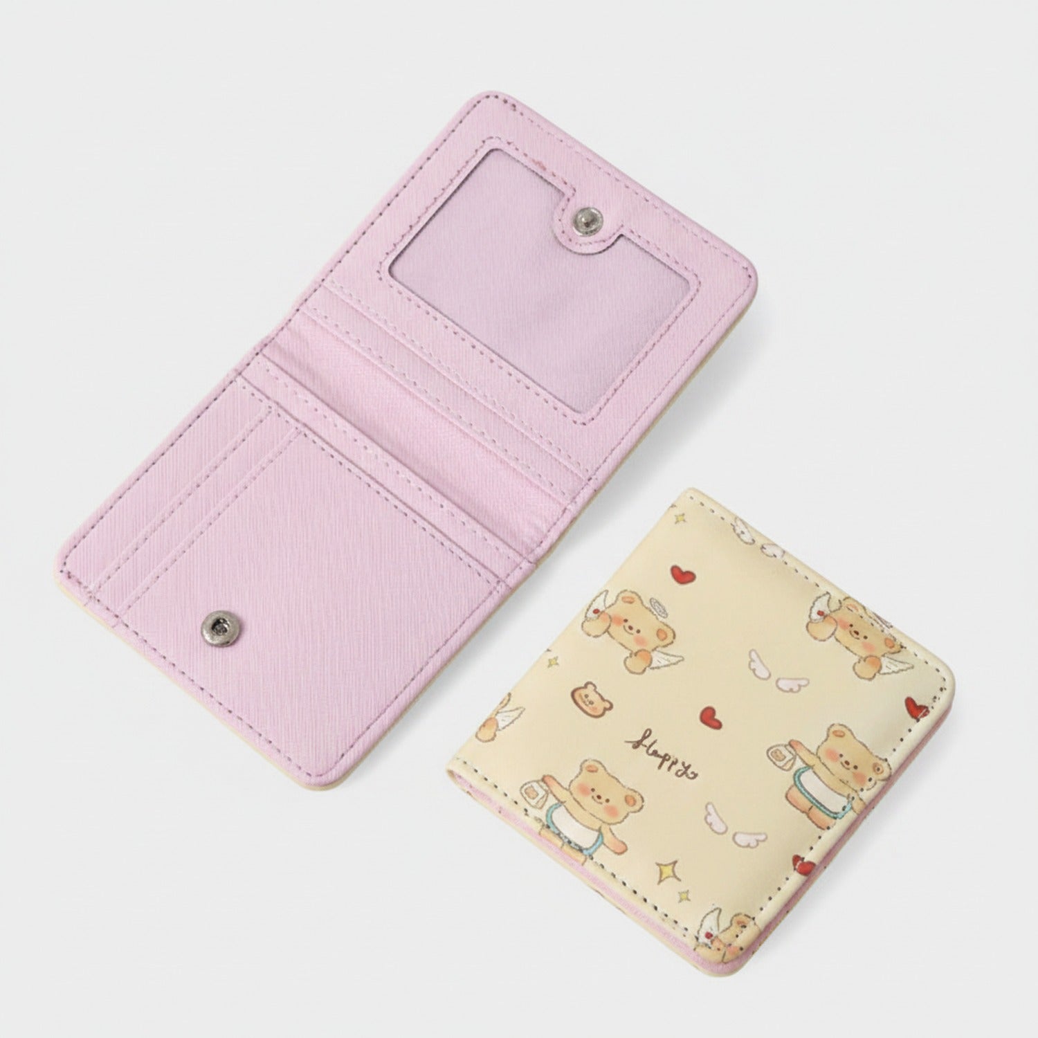 Cute Bear Teddy Wallet Card Holder Pink