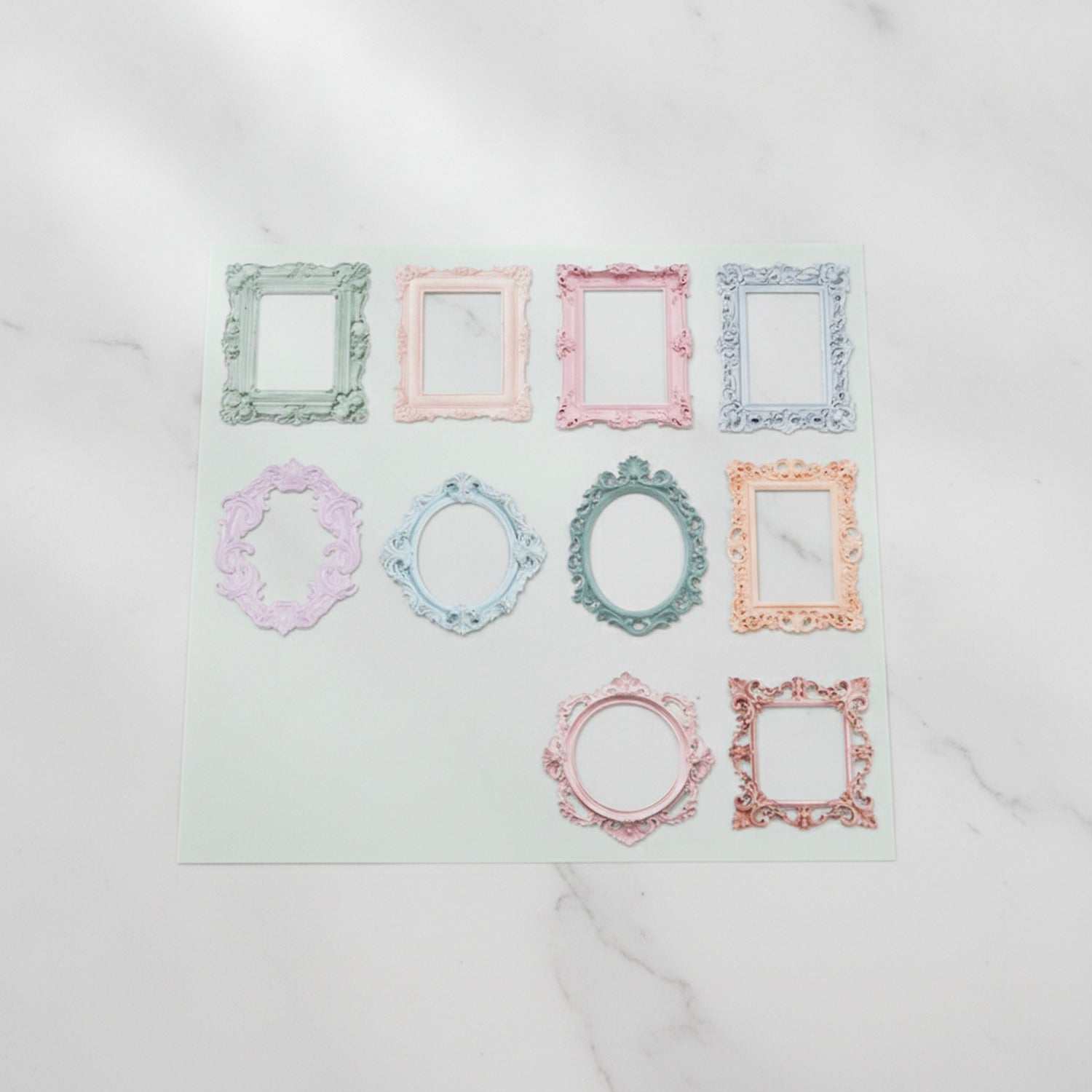 Ornate Decorative Picture Frame Set - Pastel Colors